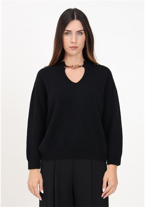 Black V-neck sweater for women SIMONA CORSELLINI | A24CPMGG03-01-C03800010003